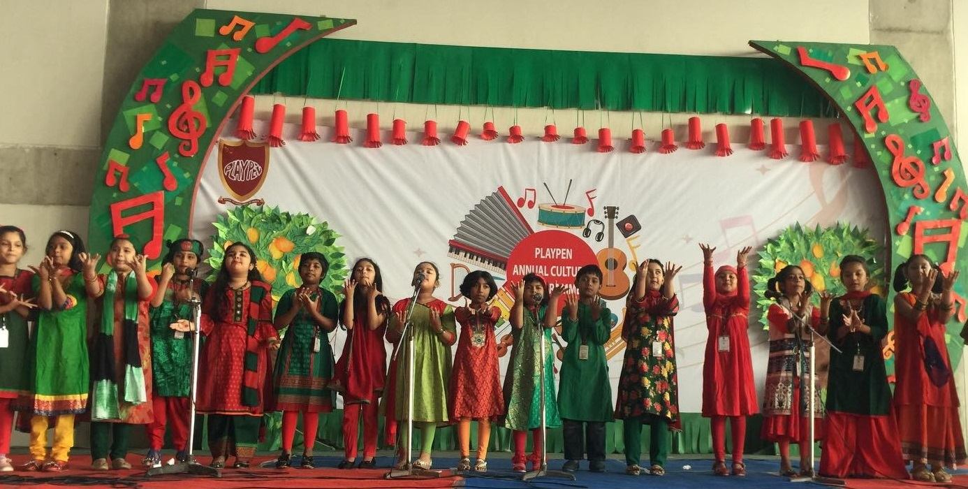 Middle school students performing at a Playpen cultural programme