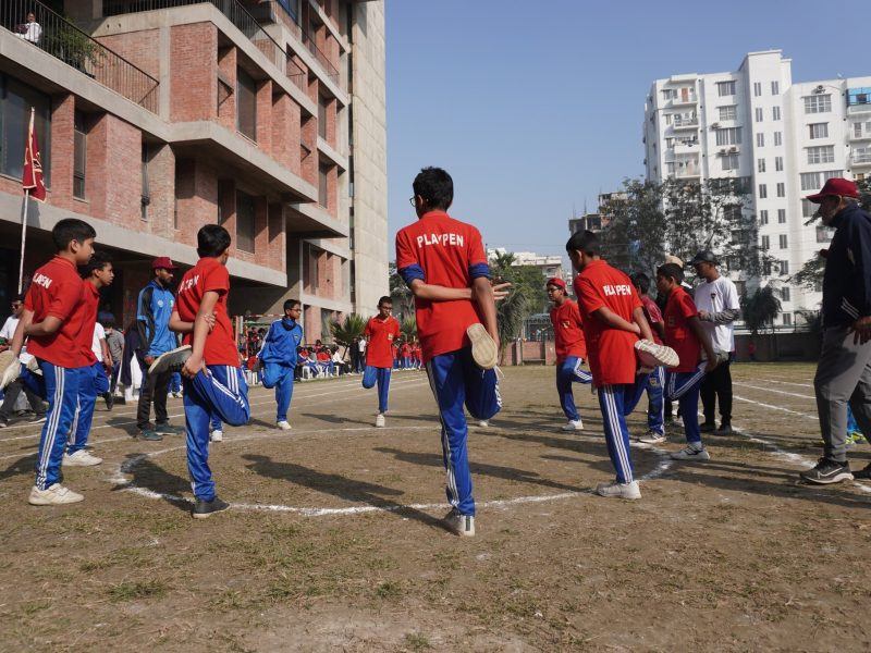 Playpen students on the school field